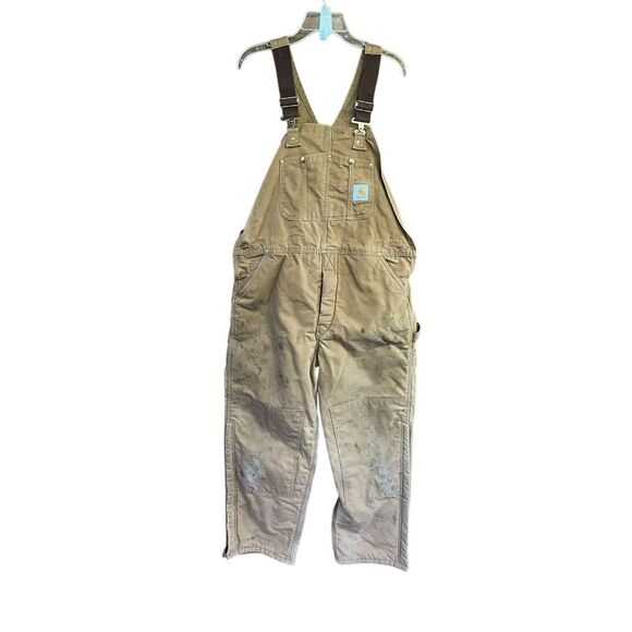 Carhartt Quilted Lined Duck Overalls Sz 40/29 - Picture 1 of 5